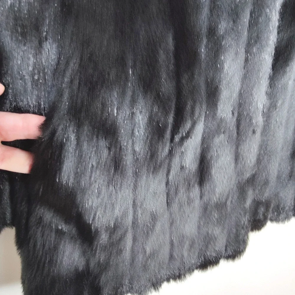 Vintage G-4000 Black Faux Fur Coat Made in USA Mob Wife Glam Small